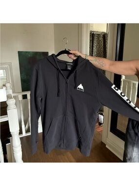 Burton True Black Elite FZ Hoodie - Black with White Logo